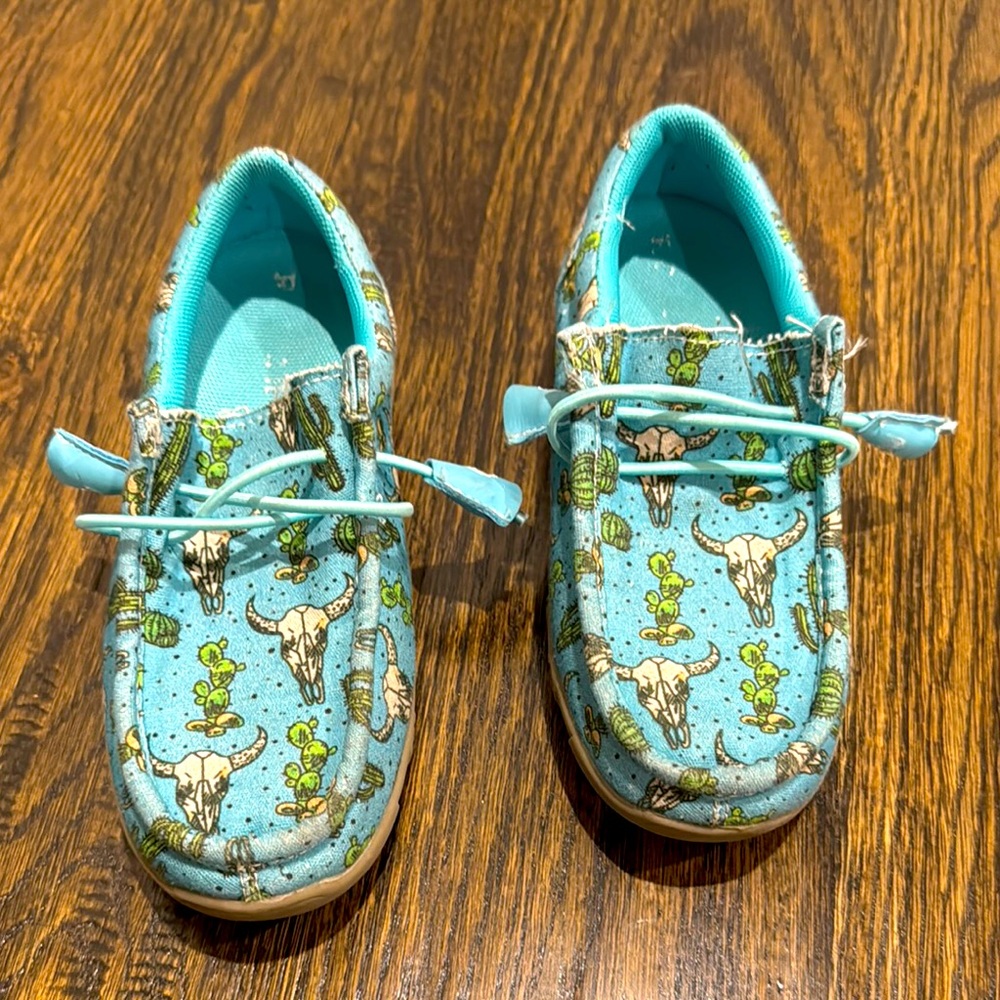 Kids Turquoise Printed Shoes